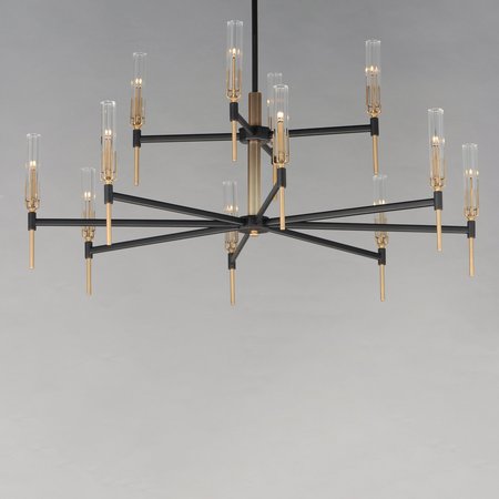 Maxim Lighting Flambeau 12-Light 2-Tier LED Chandelier 16129CLBKAB